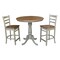 International Concepts Round 36 in Rd Ped Gathering Ht Table, 2 Emily Counter Ht Stools, Hickory/Stone, 36 in W, 36 in L K41-36RT-6B-S6172-2 - alternate 1